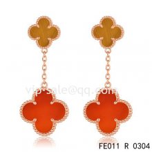 Fake Van Cleef & Arpels Magic Alhambra Earrings In Pink Gold, 2 Motifs